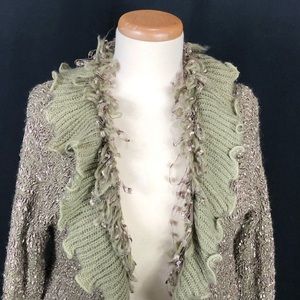 20's Fringe Ruffled Cardigan Green L404